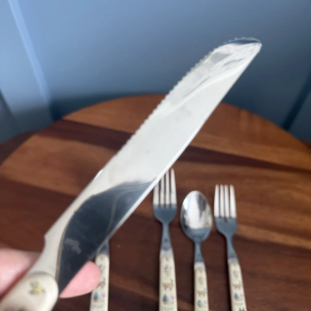 Vintage Heartland International Flatware‎ 5 Pc Place Setting Folk Art Country